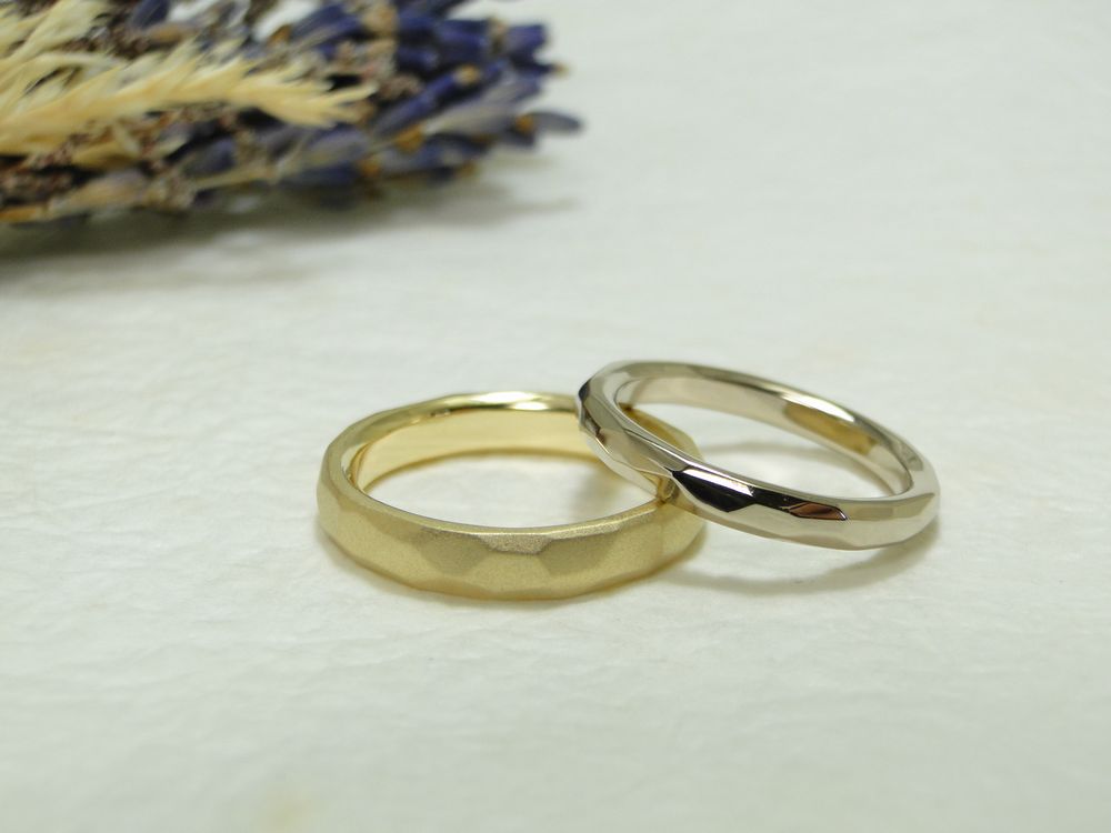 手作り結婚指輪艶消しと鏡面仕上げ例230525